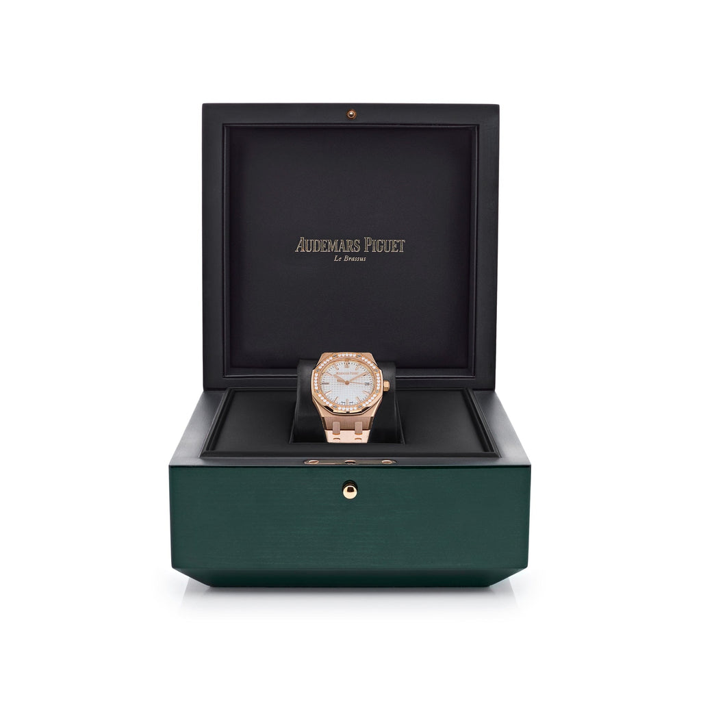 Audemars Piguet Royal Oak 77451OR.ZZ.1361OR.03 'Ladies' Rose Gold Silver Dial Diamond Bezel