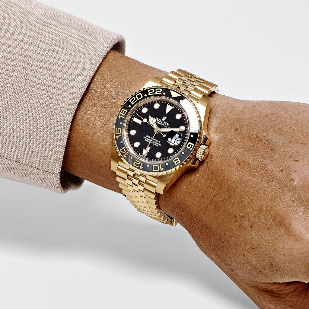 Rolex GMT-Master II 3285 V3 – Swiss Super Clone 126718GRNR Yellow Gold Black Dial Jubilee (2023)