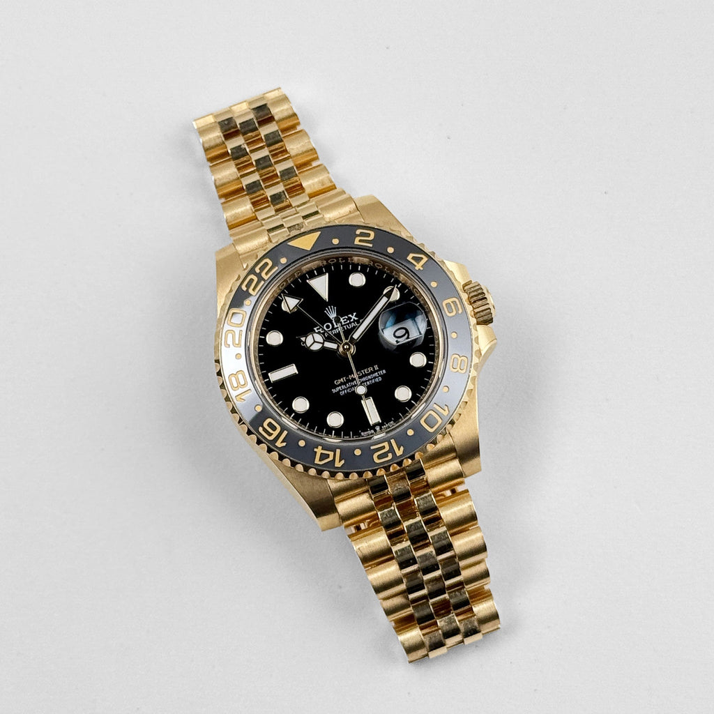 Rolex GMT-Master II 3285 V3 – Swiss Super Clone 126718GRNR Yellow Gold Black Dial Jubilee (2023)