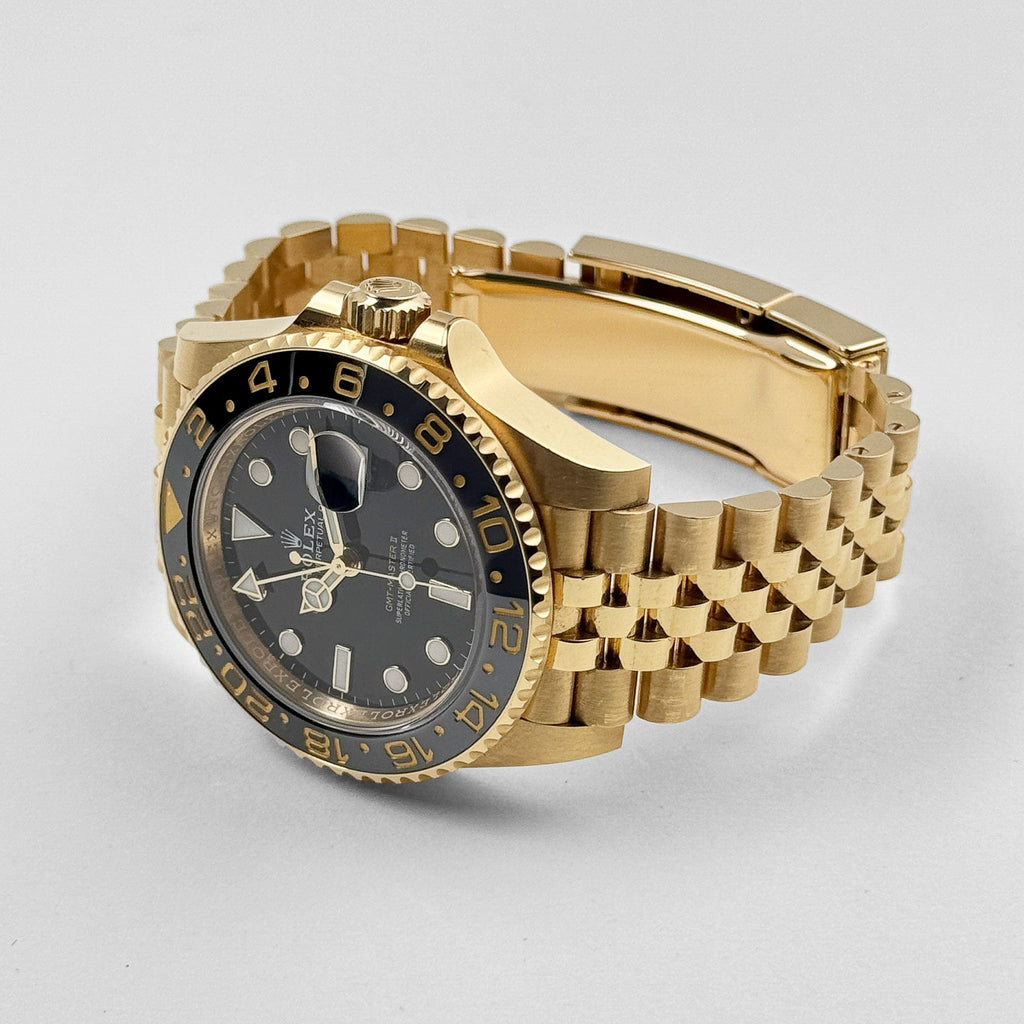 Rolex GMT-Master II 3285 V3 – Swiss Super Clone 126718GRNR Yellow Gold Black Dial Jubilee (2023)