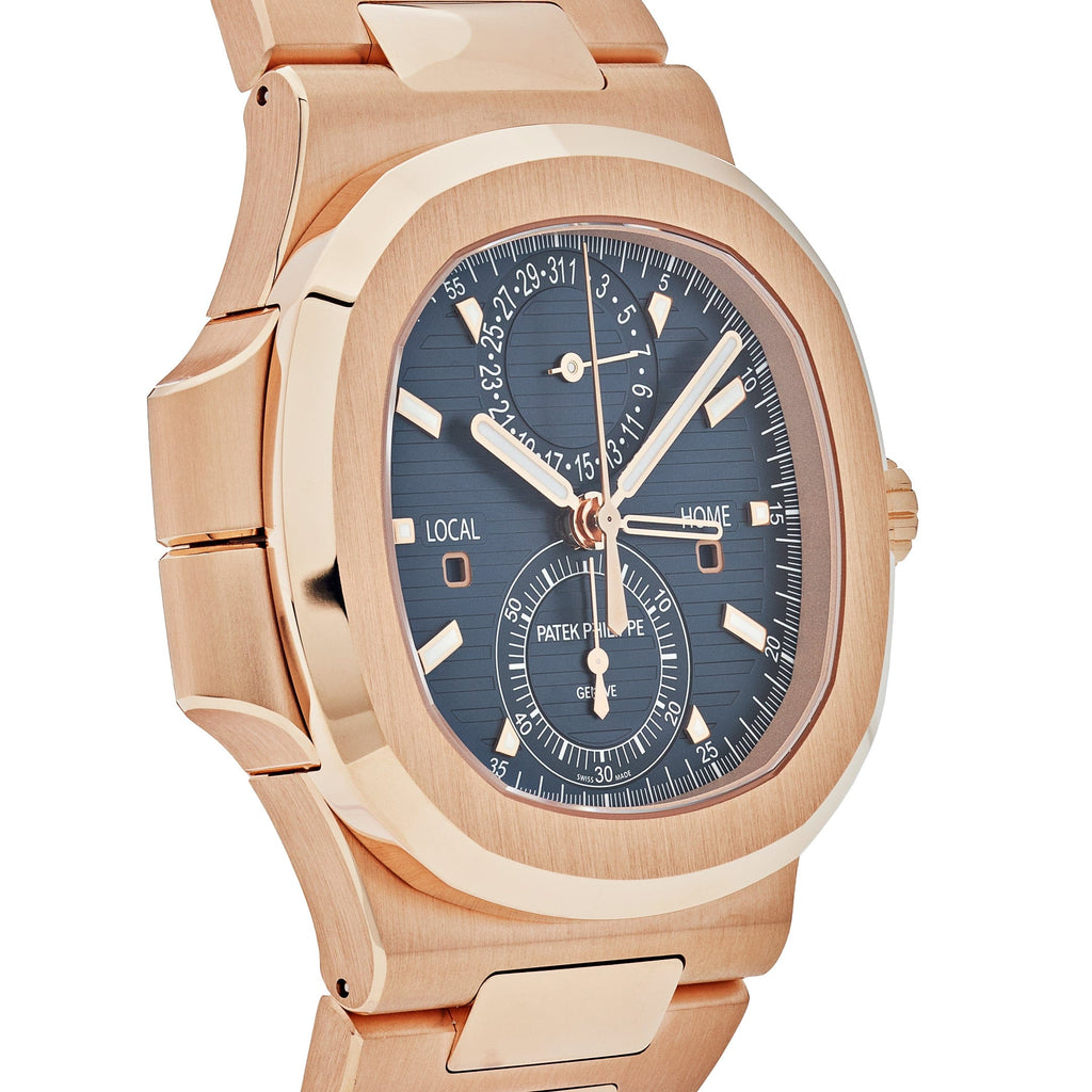 Patek Philippe Nautilus 3285 V3 – Swiss Super Clone 5990/1R-001 Travel Time Flyback Chronograph Rose Gold Blue Dial (2025)