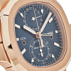 Patek Philippe Nautilus 3285 V3 – Swiss Super Clone 5990/1R-001 Travel Time Flyback Chronograph Rose Gold Blue Dial (2025)