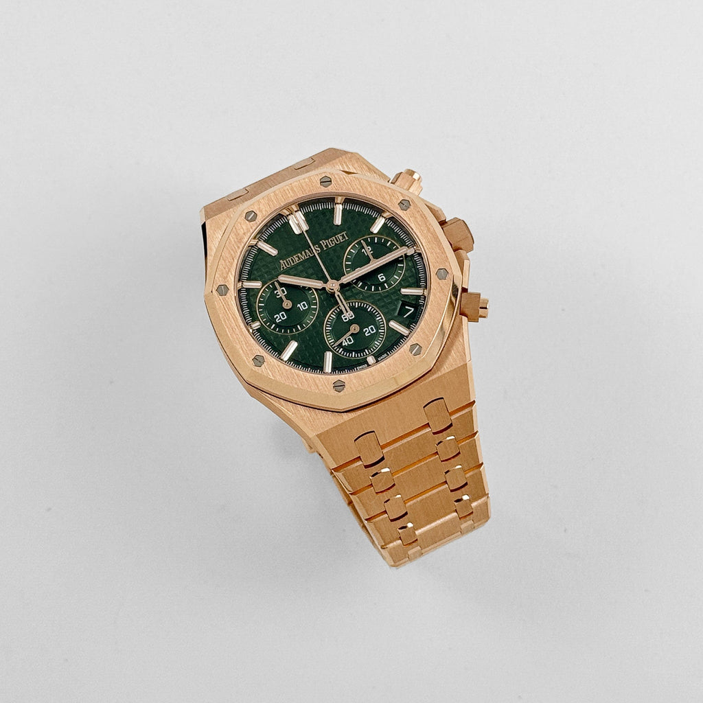 Audemars Piguet Royal Oak Super Clone 26240OR.OO.1320OR.04 Chronograph '50th Anniversary' Rose Gold Khaki Green Dial (2022) Swiss 3285 Movement