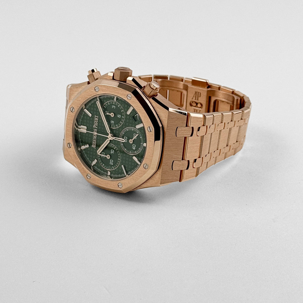 Audemars Piguet Royal Oak Super Clone 26240OR.OO.1320OR.04 Chronograph '50th Anniversary' Rose Gold Khaki Green Dial (2022) Swiss 3285 Movement
